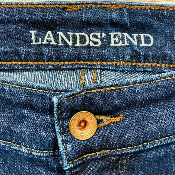Lands End Womens Jeans sz 16W new Dark Wash Straight Trouser x28" Cotton Stretch - Picture 4 of 11